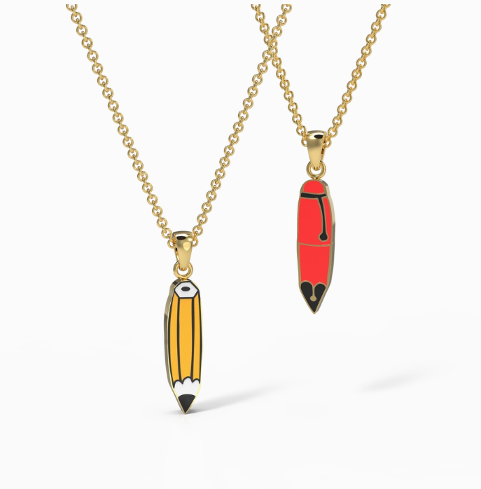 Yellow Owl Workshop Pen & Pencil Double-Sided Pendant