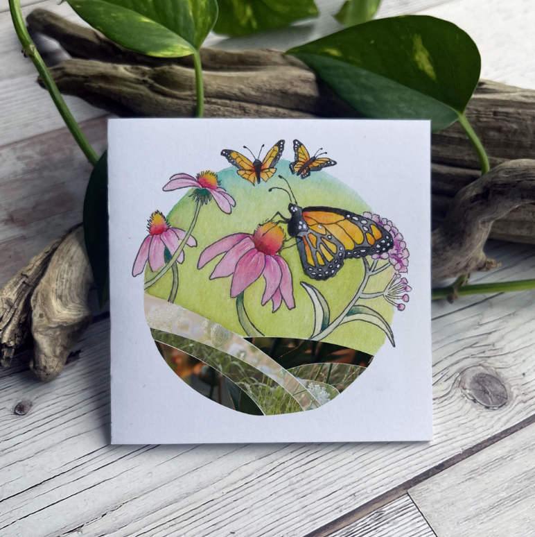 Found & Lost Art Art Notecard Pack Set of 4 - Monarch Butterfly - Art Noise