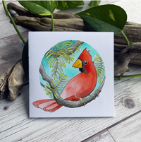 Found & Lost Art Art Notecard Pack St of 4 - Cardinal - Art Noise