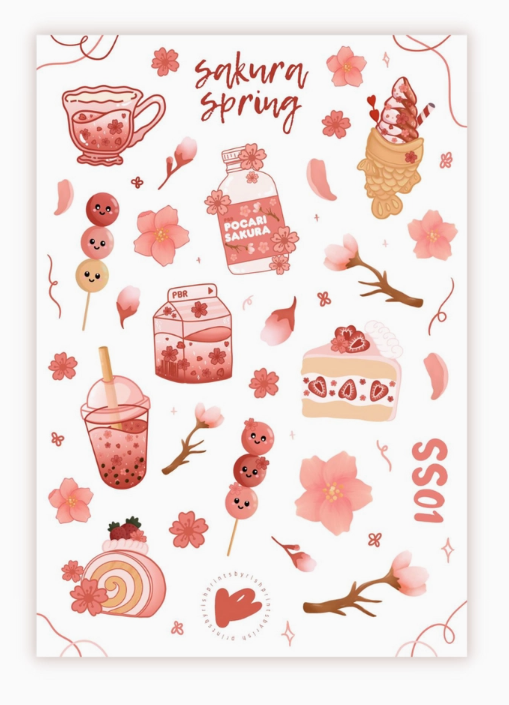 printsbyrish Sakura Spring Sticker Sheet - Art Noise