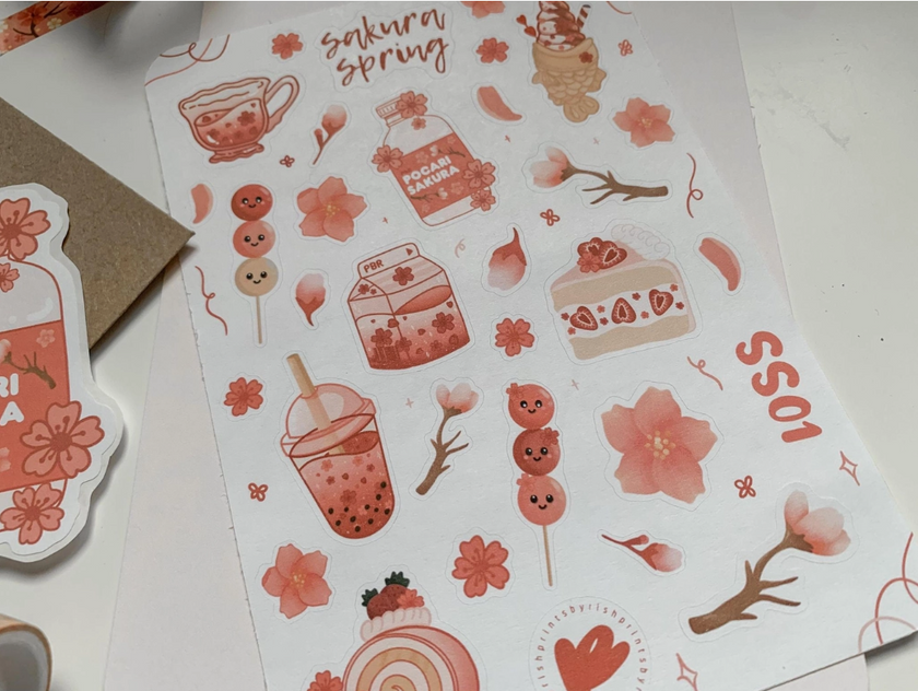 printsbyrish Sakura Spring Sticker Sheet - Art Noise