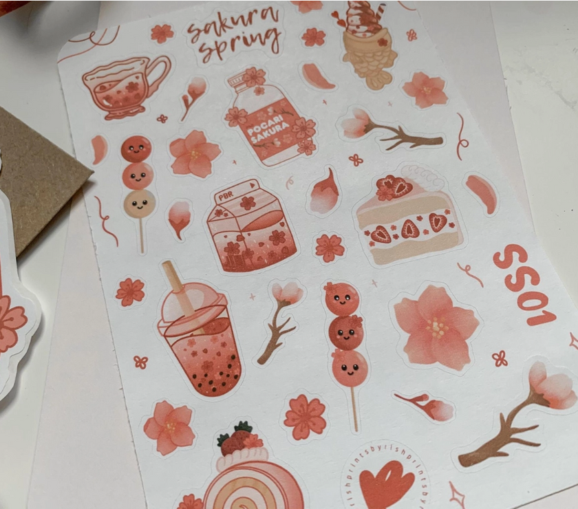 printsbyrish Sakura Spring Sticker Sheet - Art Noise