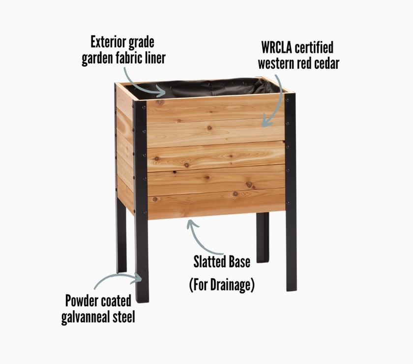Cedar Planters - 18″ X 24″ Raised Garden Bed - 30" Tall