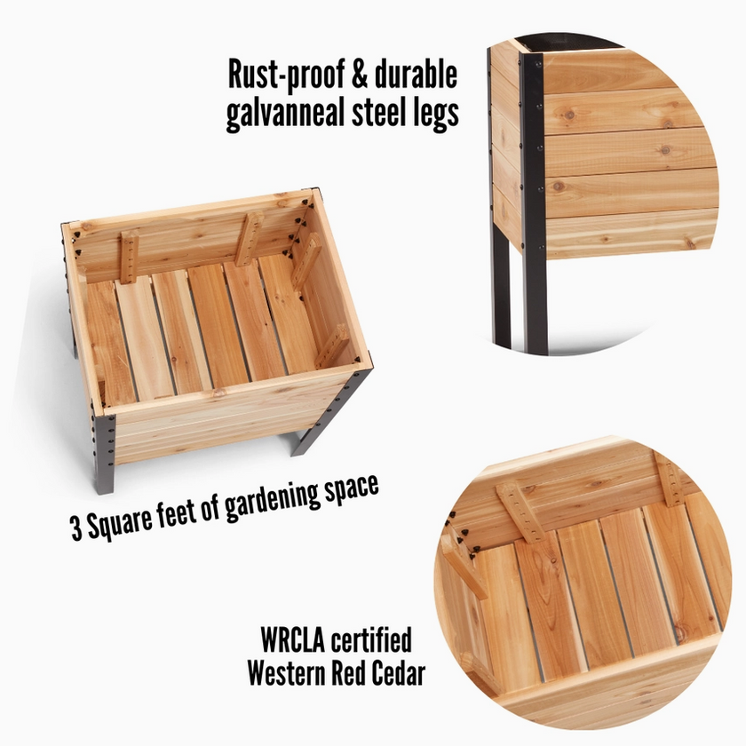 Cedar Planters - 18″ X 24″ Raised Garden Bed - 30" Tall