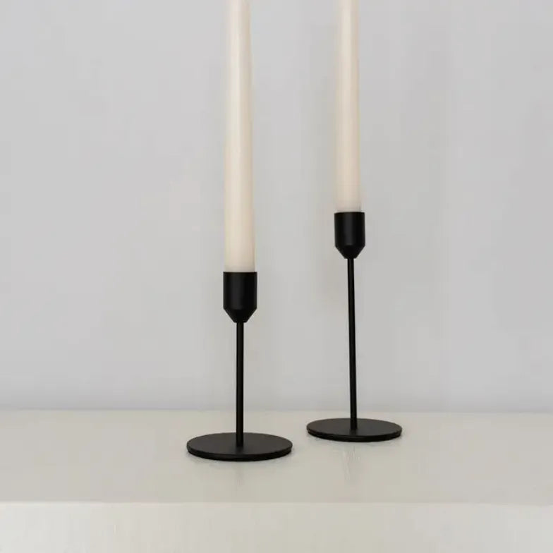  Inkwell Black Metal Tapered Candle Holders Set/2 Bluum Maison  art-noise.myshopify.com inkwell-black-metal-tapered-candle-holders-set-2