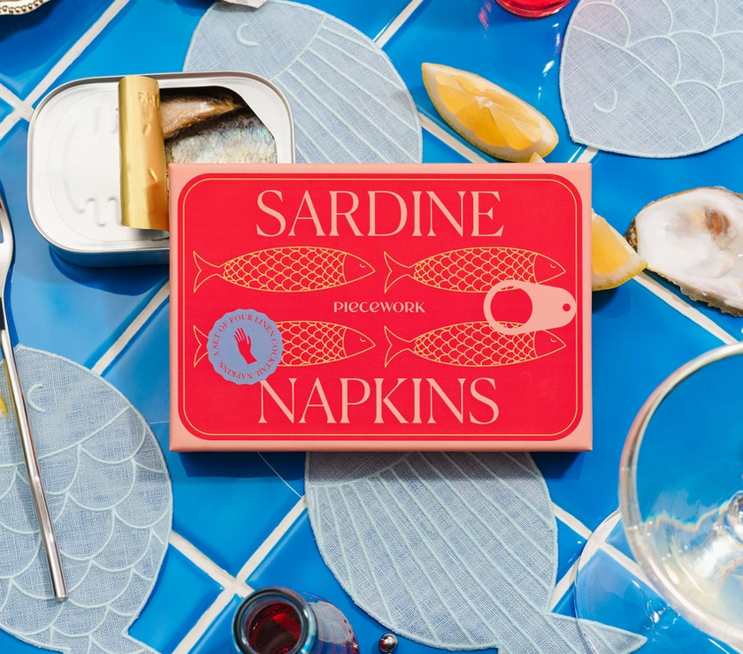 Sardine Cocktail Napkins - Set of 4