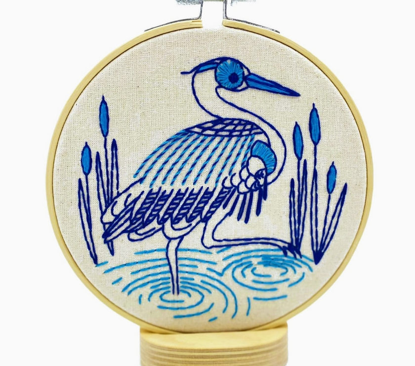 Blue Heron Complete Embroidery Kit