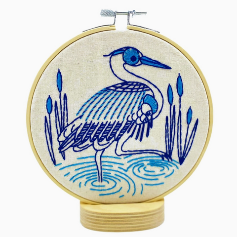 Blue Heron Complete Embroidery Kit Hook, Line & Tinker product_type art-noise.myshopify.com blue-heron-complete-embroidery-kit