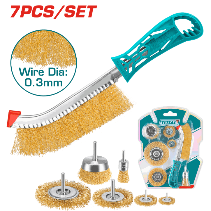 Total Tools - 7 Pcs assorted wire brush set