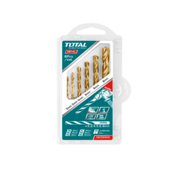 Total Tools - 6PCS HSS twist drill bits set