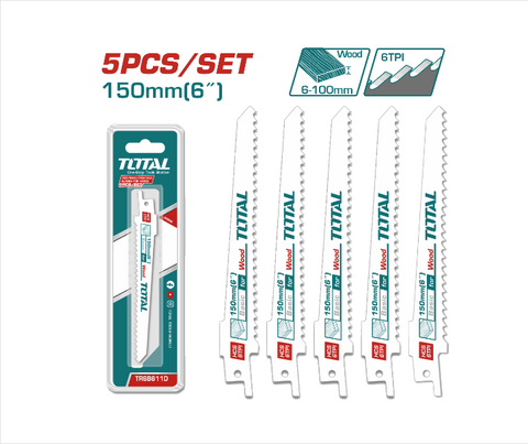 Total Tools - 5PCSX6"  Reciprocating saw blades for wood set