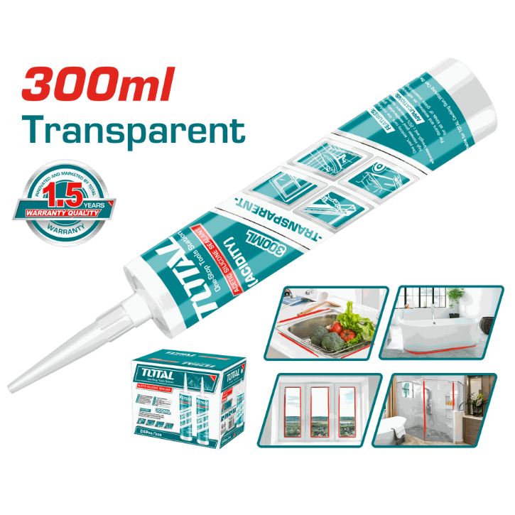 Total Tools - 300ML Kitchen & Bath Silicone Sealant Transparent Total Tools product_type art-noise.myshopify.com total-tools-300ml-kitchen-bath-silicone-sealant-transparent