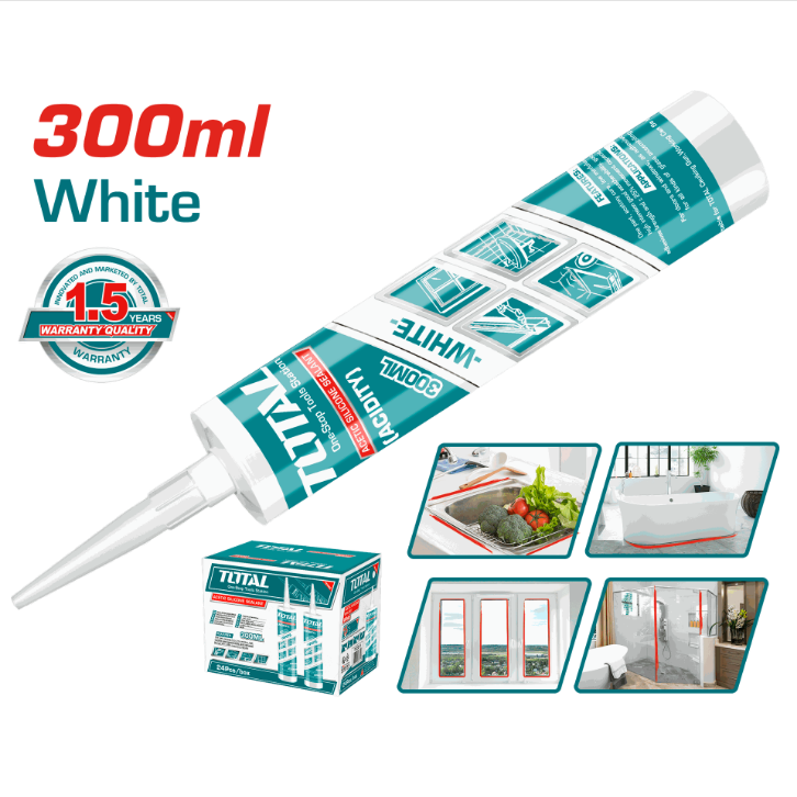 Total Tools - 300ML Kitchen & Bath Silicone Sealant White Total Tools product_type art-noise.myshopify.com total-tools-300ml-kitchen-bath-silicone-sealant-white