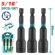 Total Tools - 3 Pcs 5/16"X2-9/16" Impact Magnetic Nutsetter