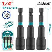 Total Tools - 3 Pcs 1/4"X2-9/16" Impact Magnetic Nutsetter