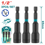 Total Tools - 3 Pcs 1/2"X2-9/16" impact magnetic nutsetter