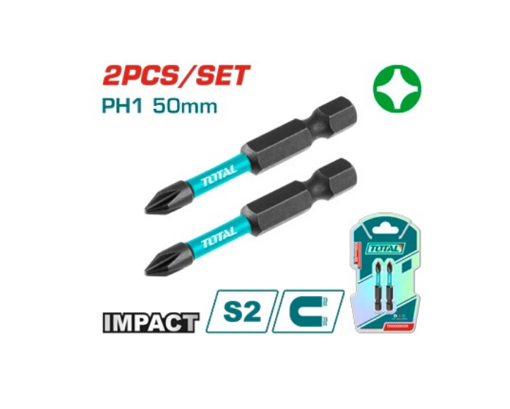 Total Tools - 2PCS PH1X2" Impact screwdriver bits set