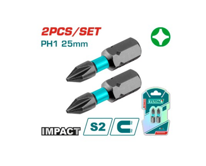 Total Tools - 2PCS PH1X1" Impact screwdriver bits set