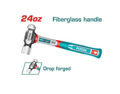Total Tools - 24oz Ball pein hammer with fiberglass handle