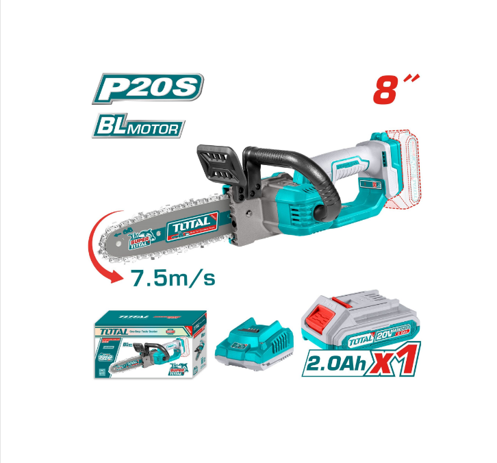 Total Tools - 20VX8" Cordless chain saw (1Battery+1Charger)