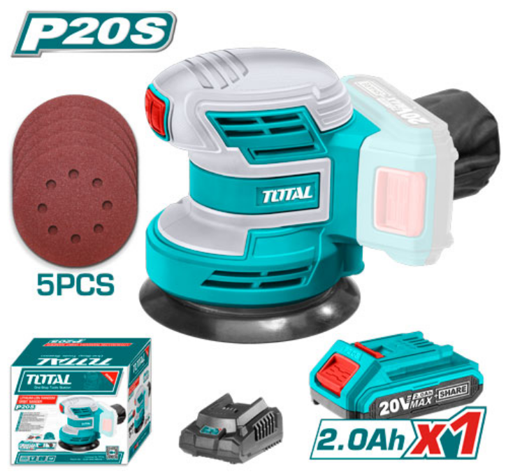 Total Tools - 20VX5" random orbit sander Combo 1 Battery+1 Charger