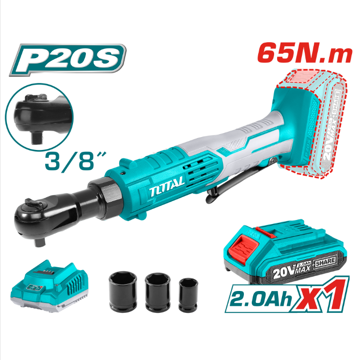 Total Tools - 20VX2.0AH  Cordless ratchet drive (1Battery+1Charger)