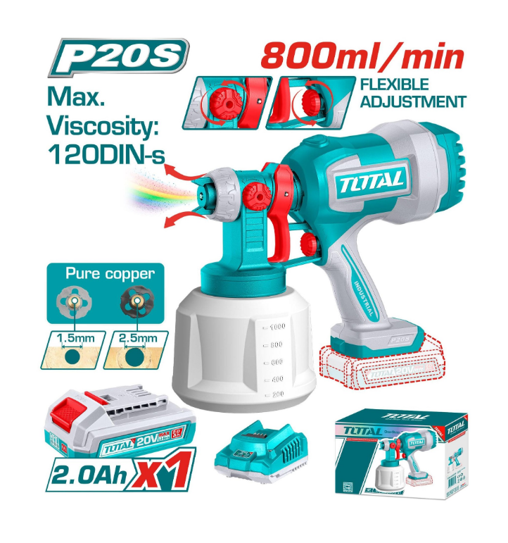 Total Tools - 20V Cordless spray gun Combo 1 Battery+1 Charger