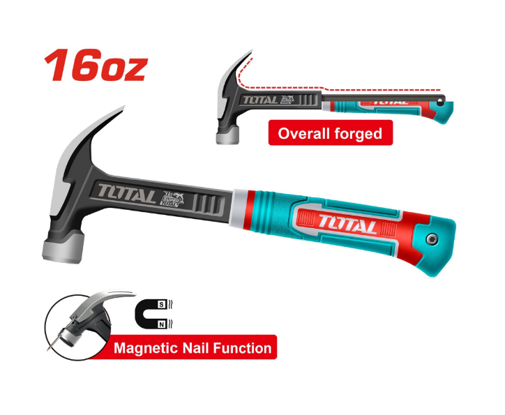 Total Tools - 16Oz Industrial Claw hammer