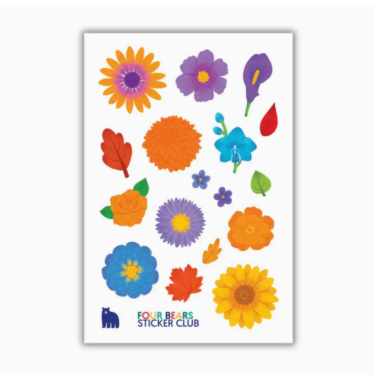 Four Bears Sticker Club - Glittering Fall Flowers