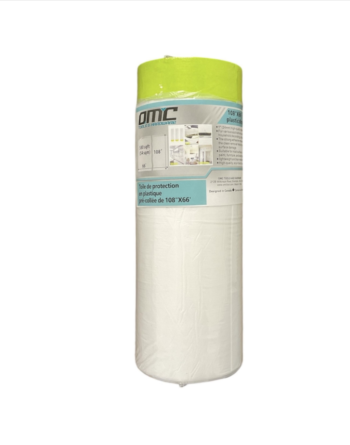 Total Tools - 108"X66' pre-taped plastic drop cloth