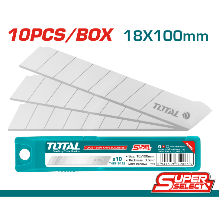 Total Tools - 10 Pcs 18mm knife blades set