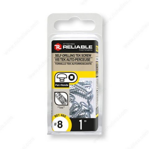 Reliable - Zinc Plated Metal Screw, Pan Head,  #8 - 1 in