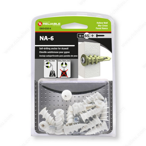 Reliable - Nylon Self-Drilling Anchor for Drywall - #6