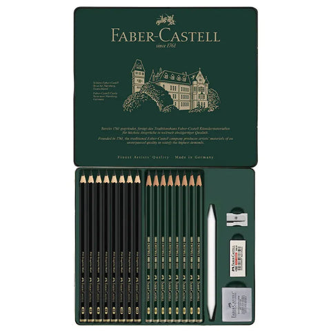  Faber-Castell PITT GRAPHITE MATT and CASTELL 9000 Tin of 20 Faber-Castell Pencils art-noise.myshopify.com faber-castell-pitt-graphite-matt-and-castell-9000-tin-of-20