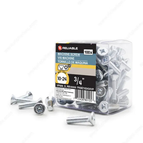  Zinc Plated Machine Screw, Flat Head, Quadrex Drive, 10-24, Type B Point Box of 100 - 3/4 in Reliable  art-noise.myshopify.com zinc-plated-machine-screw-flat-head-quadrex-drive-10-24-type-b-point-box-of-100-3-4-in