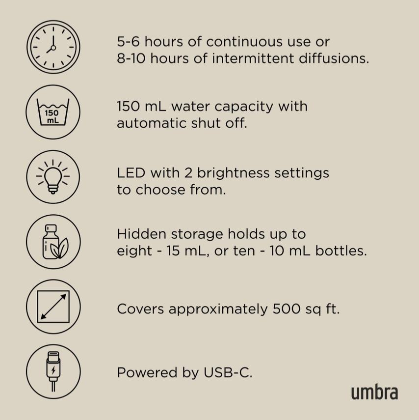 Casita Essential Oil Diffuser Umbra product_type art-noise.myshopify.com casita-essential-oil-diffuser