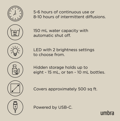 Casita Essential Oil Diffuser Umbra product_type art-noise.myshopify.com casita-essential-oil-diffuser