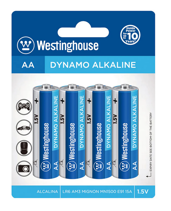AA Dynamo Alkaline Blister Pack of 4 Westinghouse Battery product_type art-noise.myshopify.com aa-dynamo-alkaline-blister-pack-of-4