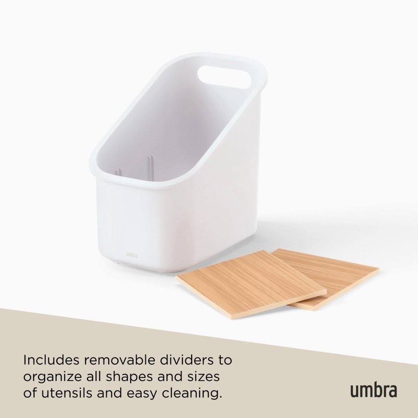 Bellwood Utensil Holder - White/Natural Umbra product_type art-noise.myshopify.com bellwood-utensil-holder-white-natural