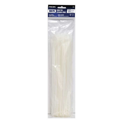 ROK - 100 PC 12" CABLE TIES- CLEAR