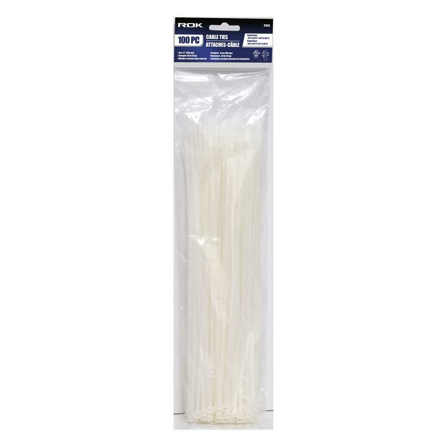 ROK - 100 PC 12" CABLE TIES- CLEAR