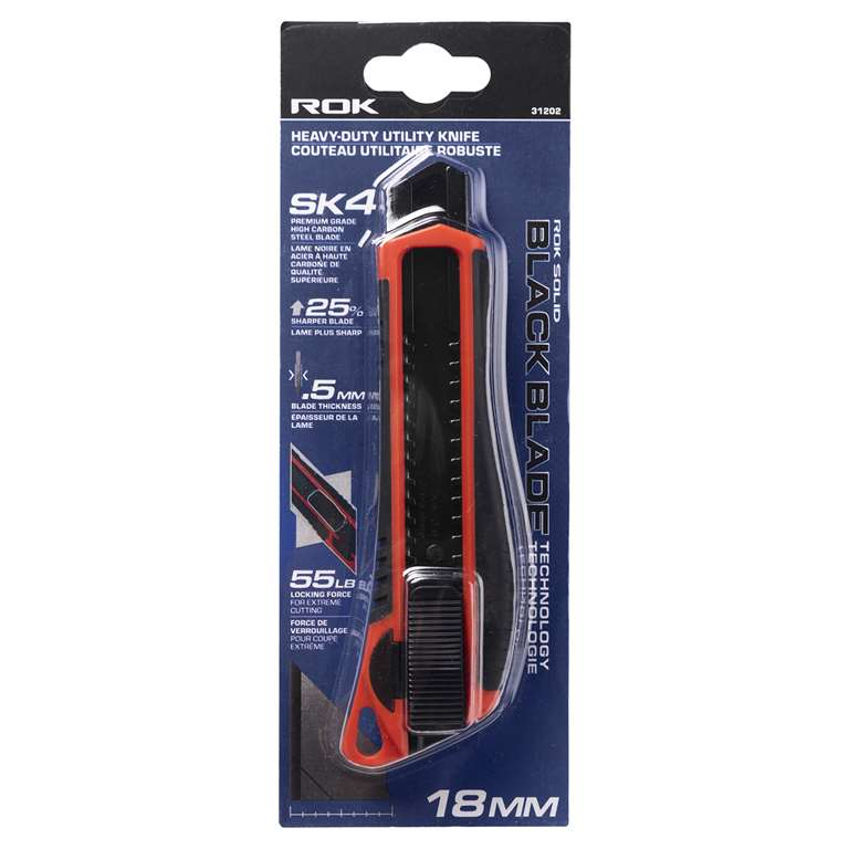 18 MM ROK BLACK BLADE HD UTILITY KNIFE