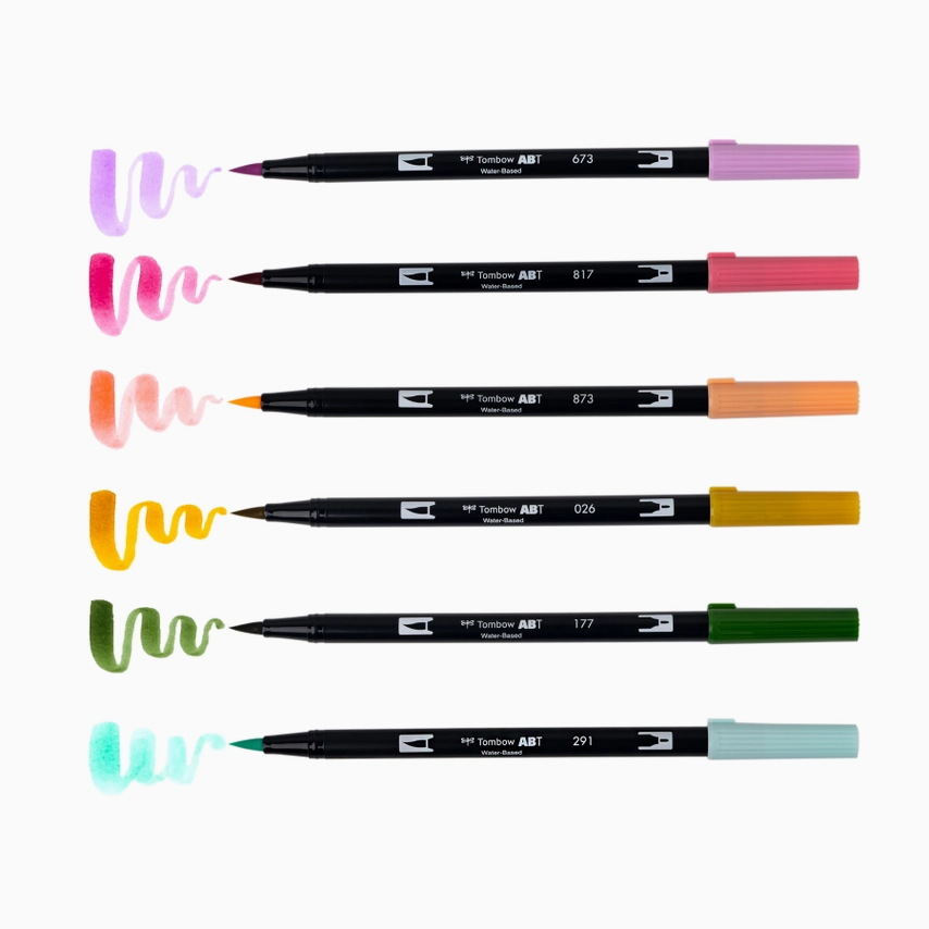 Dual Brush Pen Art Markers, Teatime, 6-Pack