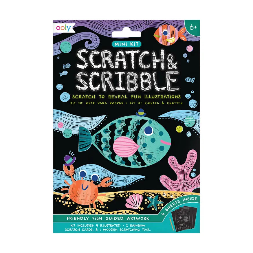  OOLY Mini Scratch & Scribble Art Kit: Friendly Fish OOLY Art & Craft Kits art-noise.myshopify.com ooly-mini-scratch-scribble-art-kit-friendly-fish