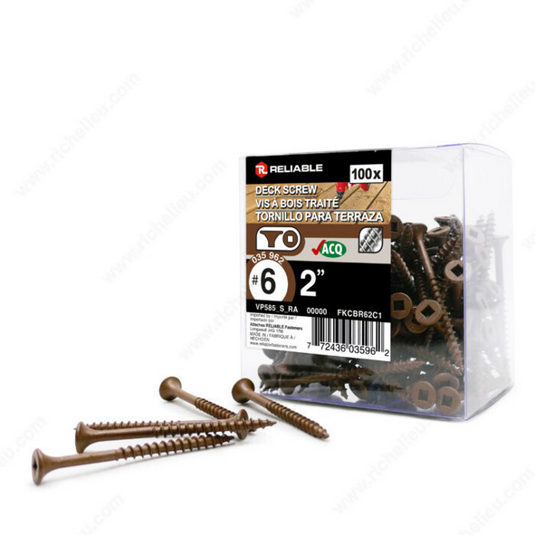 Reliable - Brown Treated Wood Screw #6 - 2 in