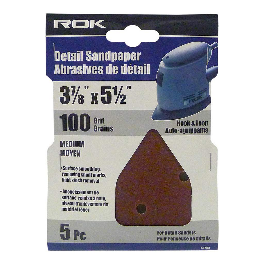 ROK - 5 PC DETAIL SANDPAPER 100 GRIT