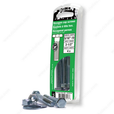 Reliable - Hex Bolt with Nut and Washer - Grade 2 - Zinc - 5/16 in - 2 1/2 in