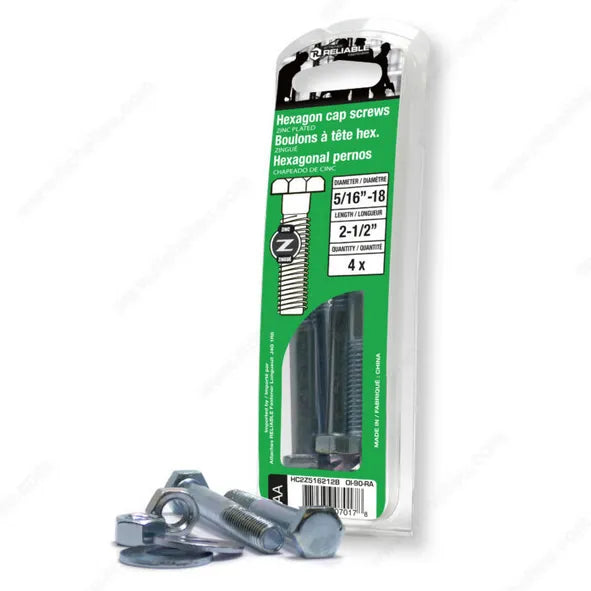  Reliable - Hex Bolt with Nut and Washer - Grade 2 - Zinc - 5/16 in - 2 1/2 in Reliable Bolts art-noise.myshopify.com reliable-hex-bolt-with-nut-and-washer-grade-2-zinc-5-16-in-2-1-2-in-6