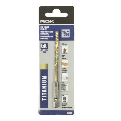 ROK - HEX SHANK DRILL BIT TITANIUM 11/64" ROK product_type art-noise.myshopify.com rok-hex-shank-drill-bit-titanium-11-64 ROK - HEX SHANK DRILL BIT TITANIUM 11/64" ROK  art-noise.myshopify.com rok-hex-shank-drill-bit-titanium-11-64
