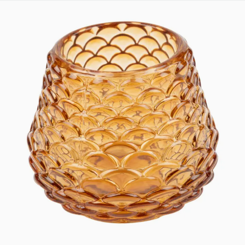 Amber Glass Pine Cone Tealight Holder Silver Tree Home & Holiday Tealight Holder art-noise.myshopify.com amber-glass-pine-cone-tealight-holder